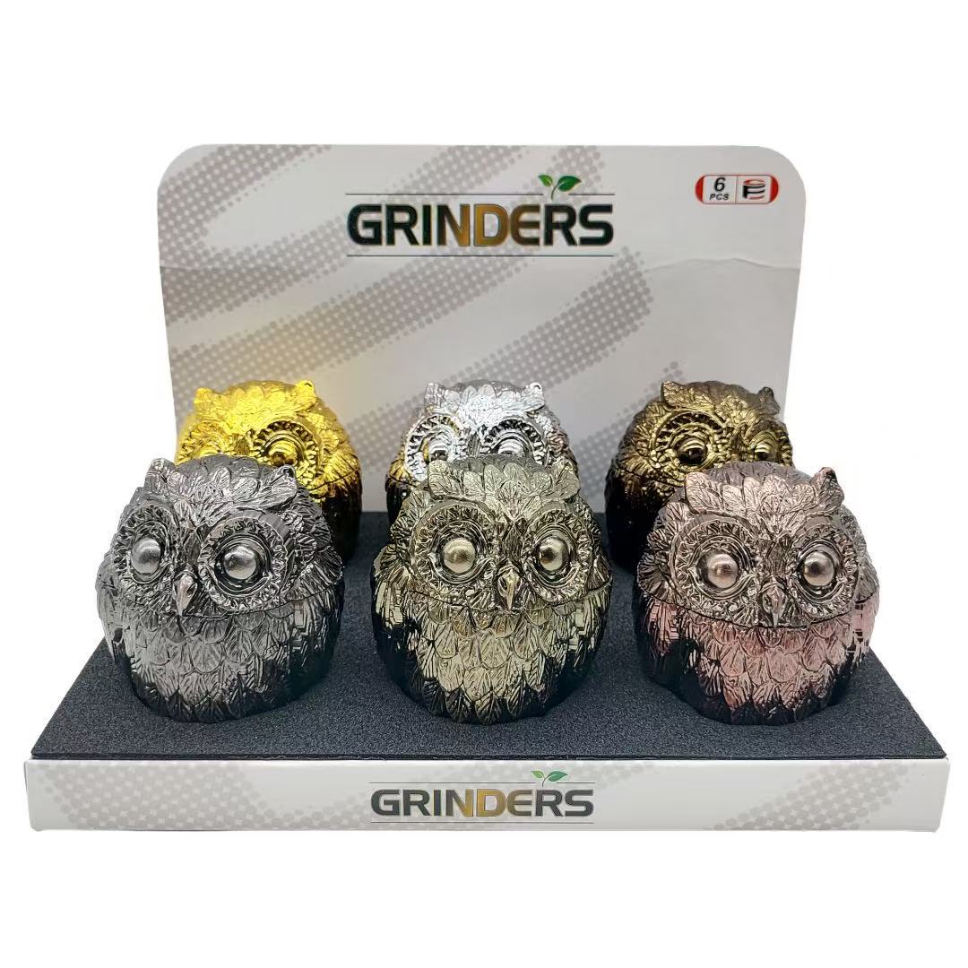 4 Part Golden Colored Owl Grinder